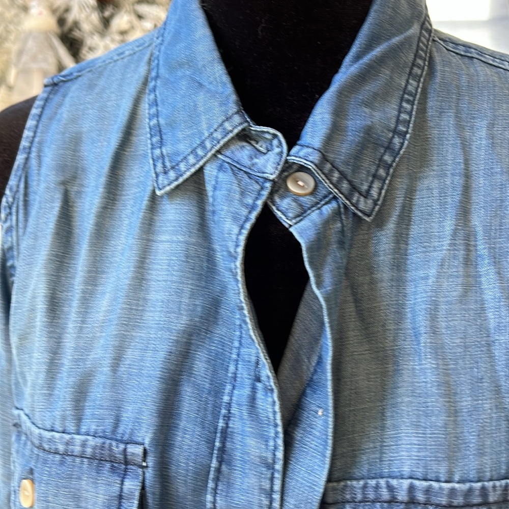 Cold, Shoulder, Button-Down Denim M - image 3